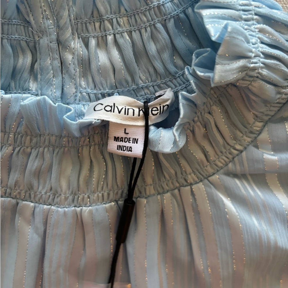 Calvin Klein Light Blue Ruffled Women's Top - Picture 2 of 4